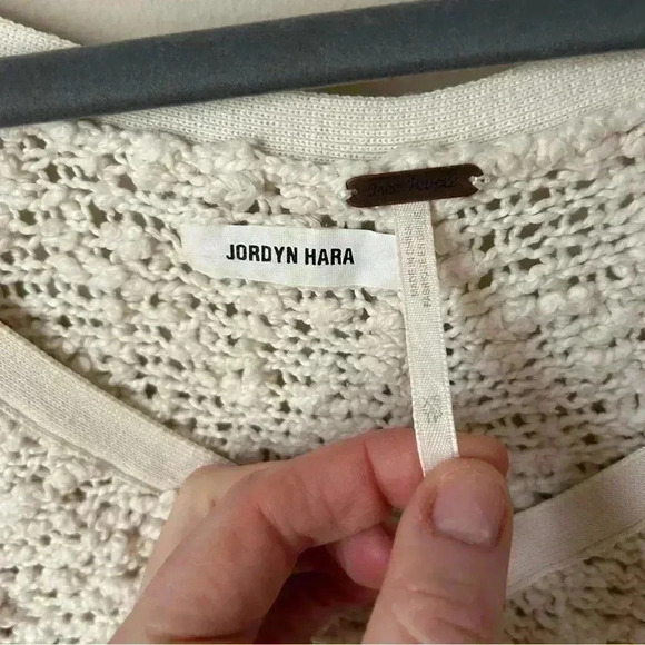 Free People Cream Open Knit Popcorn Texture V Neck Chunky Oversized Sweater XS - Picture 5 of 8